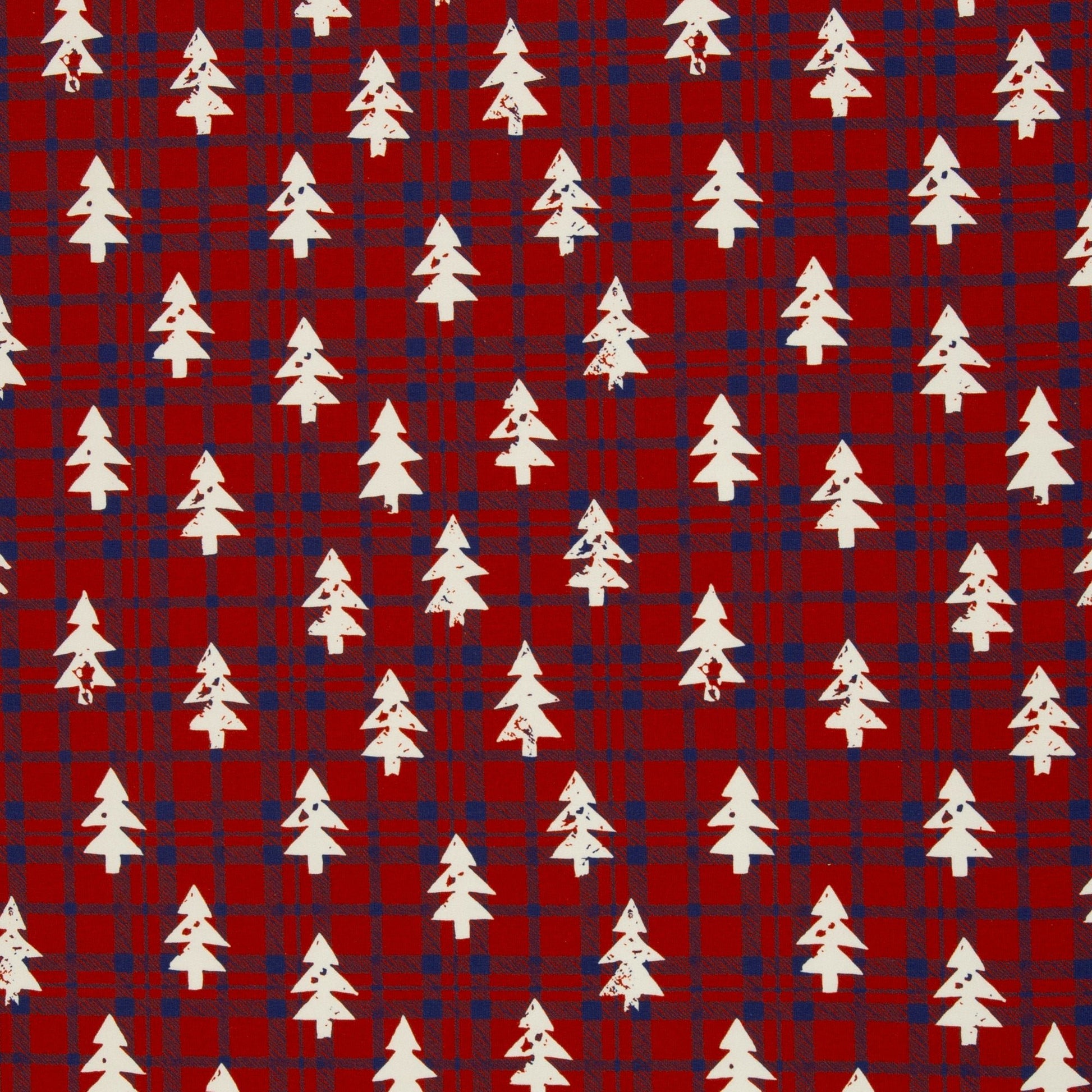 Kokvilnas cilpiņtrikotāža ar siltinājumu - egles un rūtiņās 280 g/m²