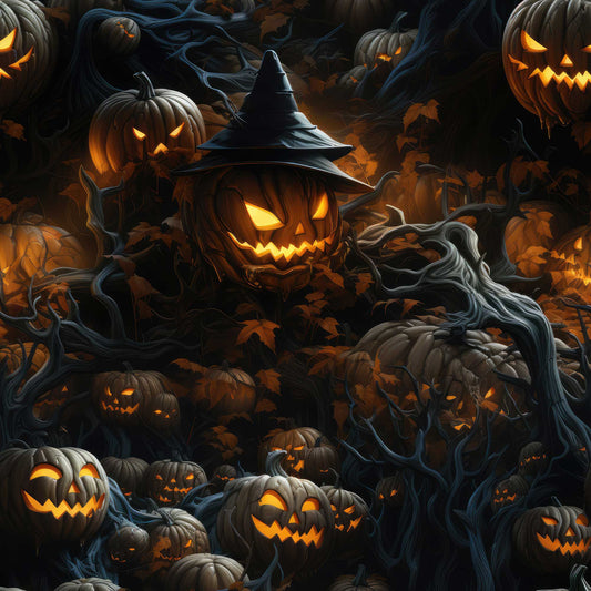 Kokvilnas cilpiņtrikotāža - baisie ķirbji 230 g/m²