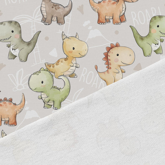 Attēls ar Kokvilnas cilpiņtrikotāža - draudzīgie dinozauriņi 250 g/m² – pieejams Šarlotes audumi