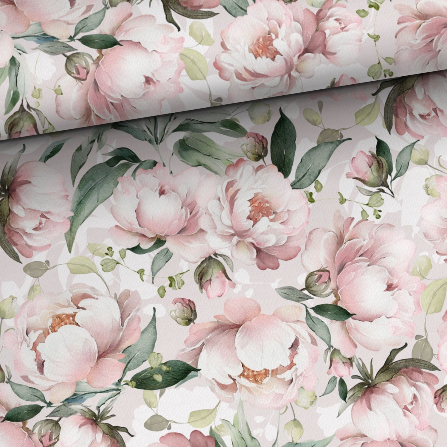 Kokvilnas cilpiņtrikotāža - gaišās peonijas 250 g/m²