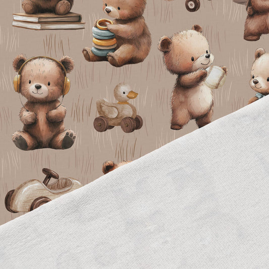 Attēls ar Kokvilnas cilpiņtrikotāža - lācēnu nedarbi 250 g/m² – pieejams Šarlotes audumi