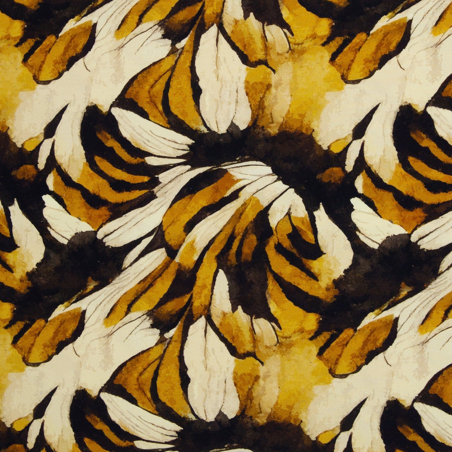 Attēls ar Kokvilnas cilpiņtrikotāža - medus dzeltens abstrakts raksts 260 g/m² – pieejams Šarlotes audumi