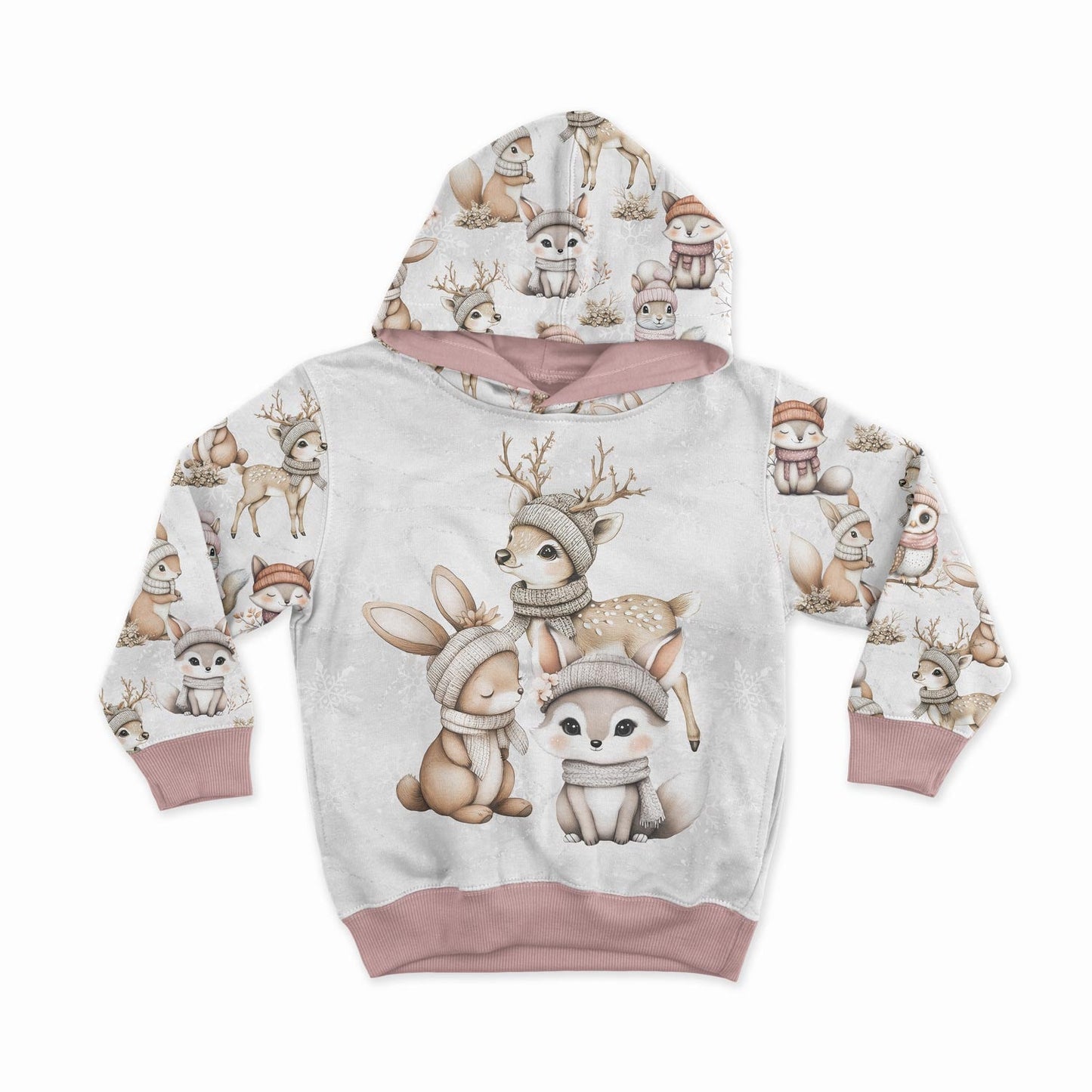 Attēls ar Kokvilnas cilpiņtrikotāža - meža iemītnieki sniegā 250 g/m² – pieejams Šarlotes audumi