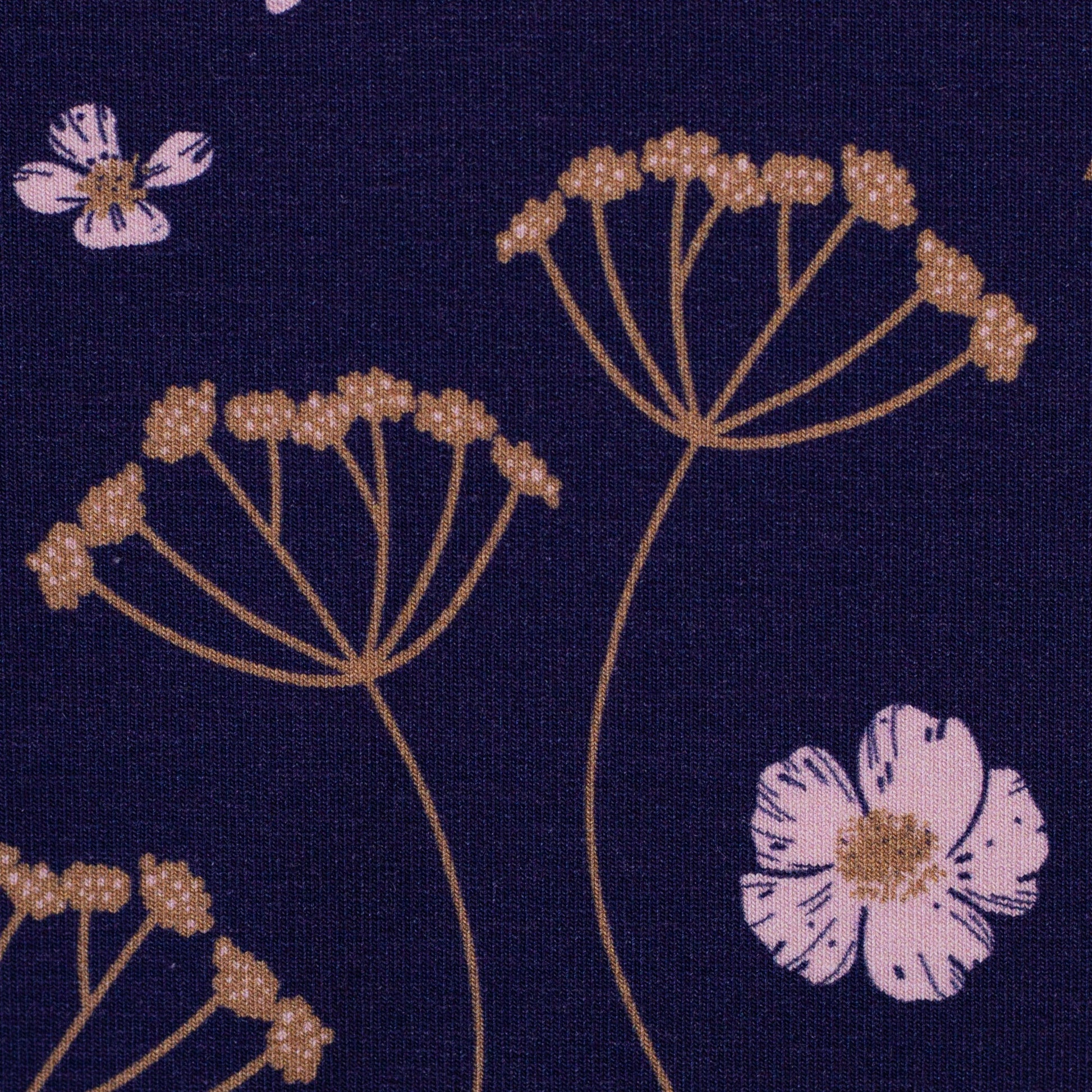 Kokvilnas cilpiņtrikotāža - pelašķi un rozā zieds 265 g/m²