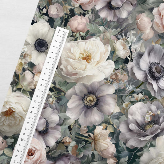 Attēls ar Kokvilnas cilpiņtrikotāža - Vintage Floral 250 g/m² – pieejams Šarlotes audumi