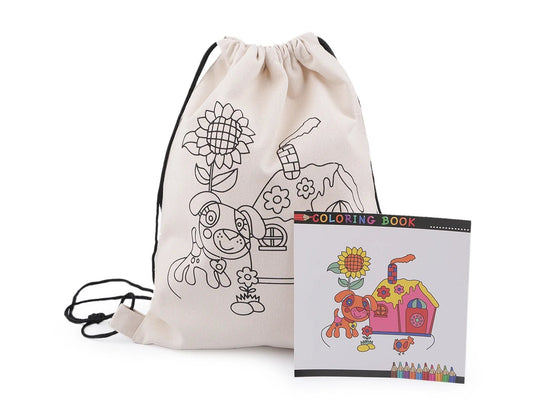 Kokvilnas maisiņš ar attēlu krāsošanai – suns