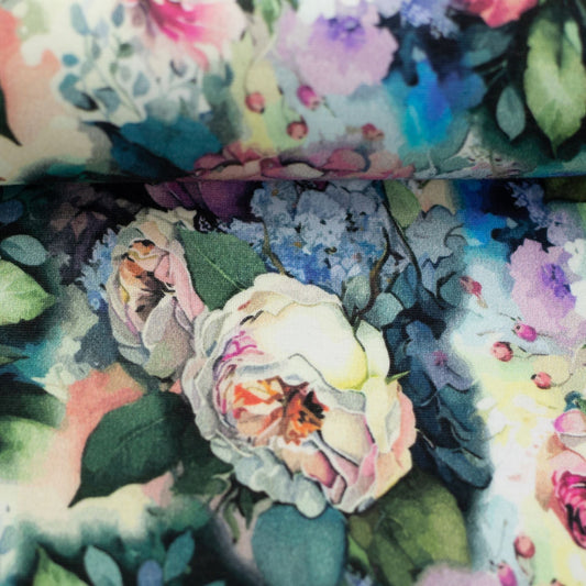 Kokvilnas siltināta trikotāža|Alpen fleece| - peonijas 300 g/m²