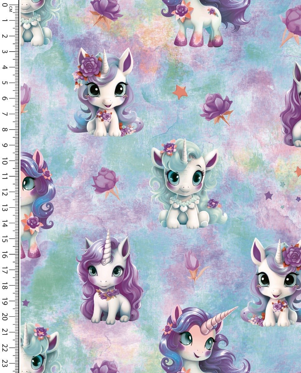 Attēls ar Kokvilnas siltināta trikotāža|Alpen fleece| - vienradži 350 g/m² – pieejams Šarlotes audumi