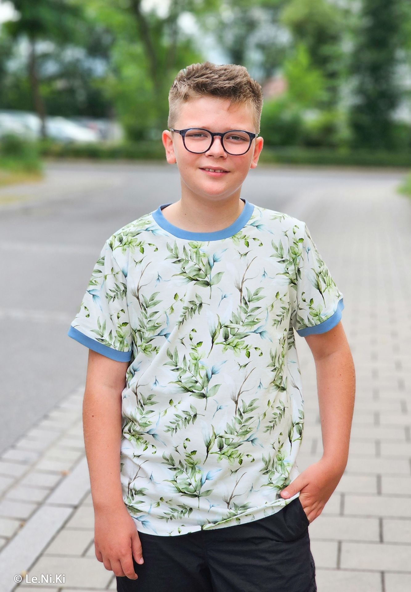 Kokvilnas trikotāža - eikalipta zari 200 g/m²