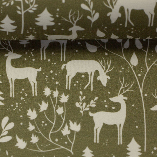 Kokvilnas trikotāža - meža motīvs 230 g/m²