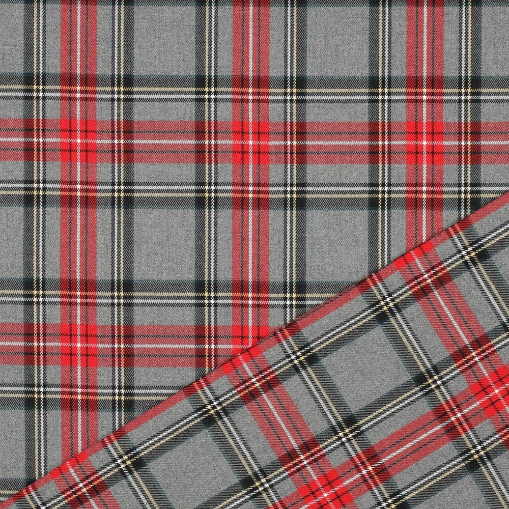 Attēls ar Kostīmaudums - sarkans un gaiši pelēks rūtains 230 g/m² – pieejams Šarlotes audumi
