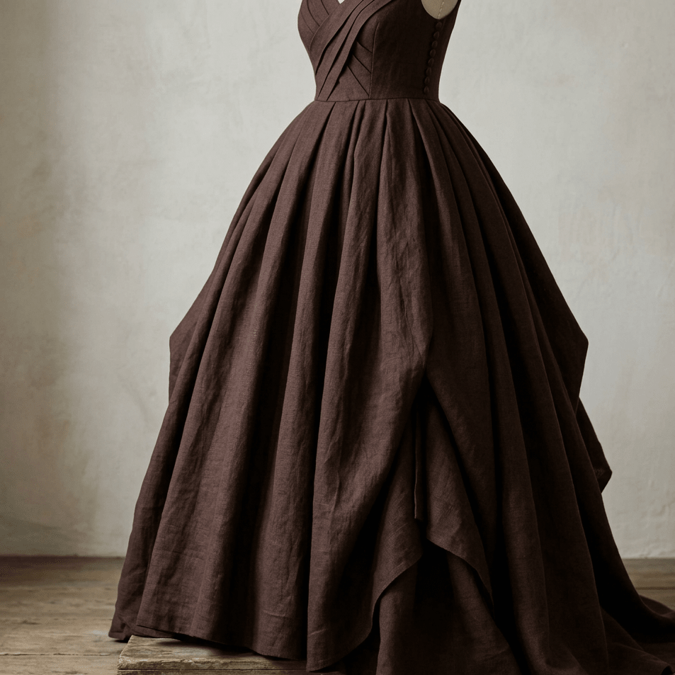 Attēls ar Lina audums–tumšā šokolāde 235 g/m² – pieejams Šarlotes audumi