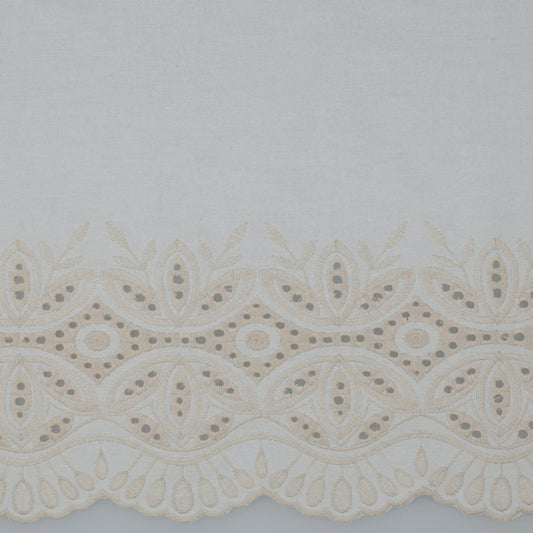 Lins ar viskozi - izšūti bēši ziedi 250 g/m²