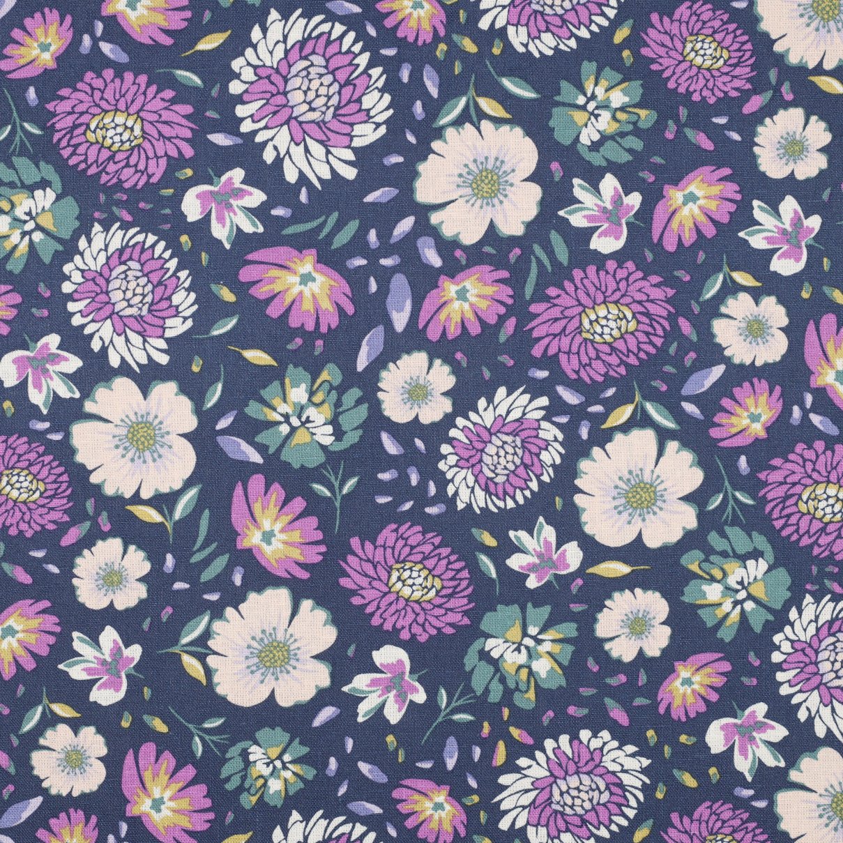 Lins ar viskozi - lillā ziedi 180 g/m²