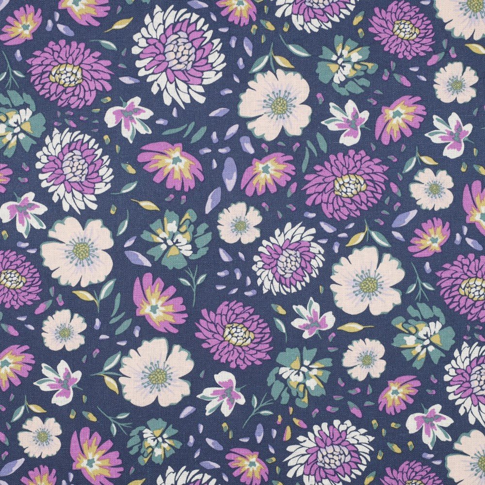 Lins ar viskozi - lillā ziedi 180 g/m²