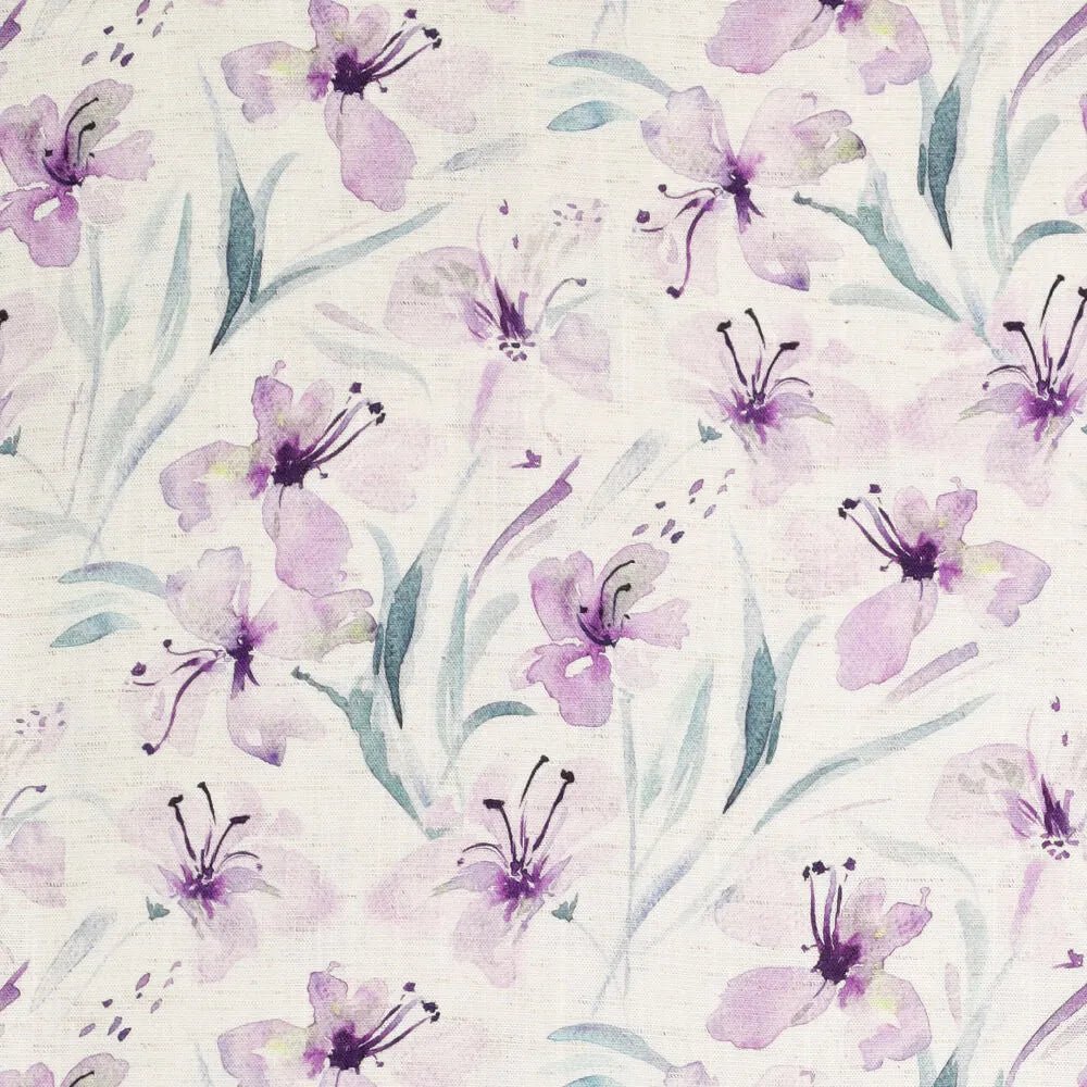 Lins ar viskozi - lillā ziedi 200 g/m²