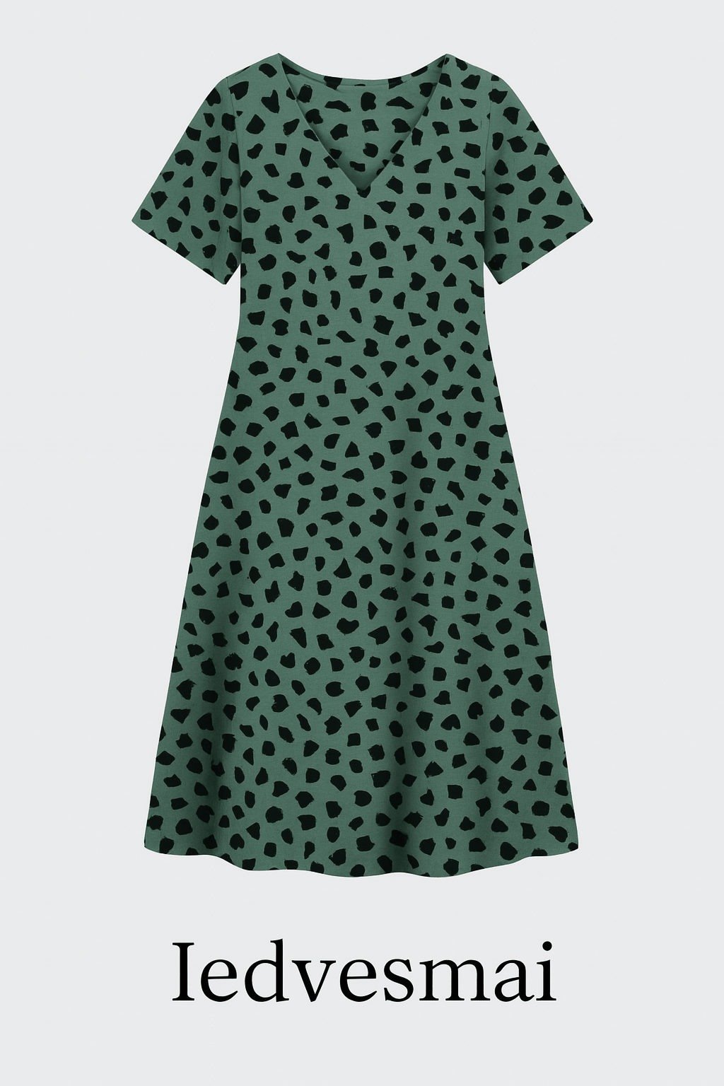 Lins ar viskozi - melni pukti uz tumši mint fona 180 g/m²