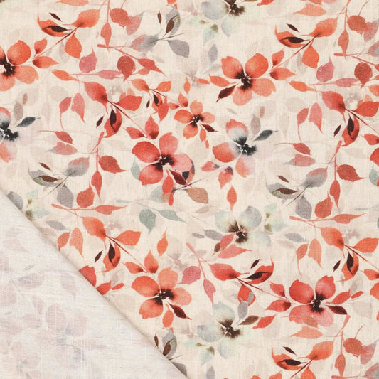 Lins ar viskozi - oranži ziedi 120 g/m²