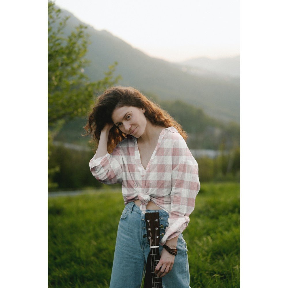 Lins ar viskozi - vecrozā rūtains 145 g/m²