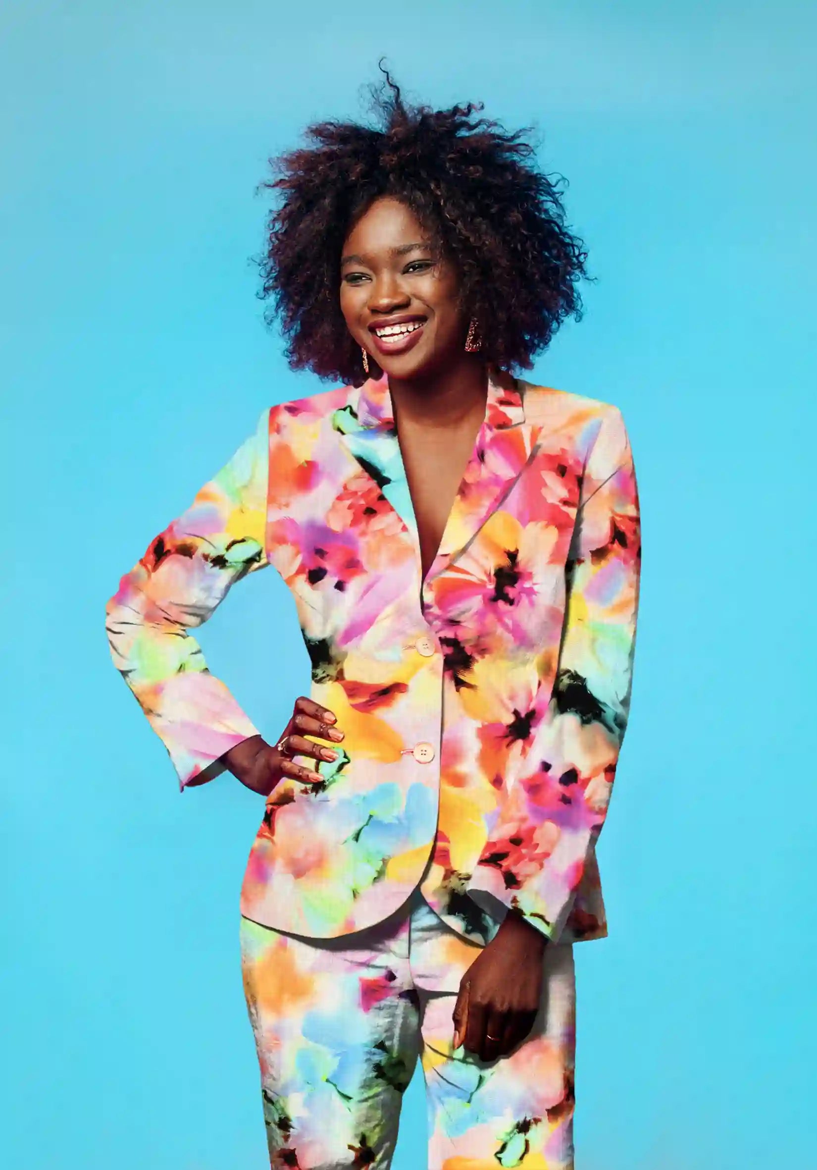 Lins ar viskozi - ziedu akvarelis 180 g/m²