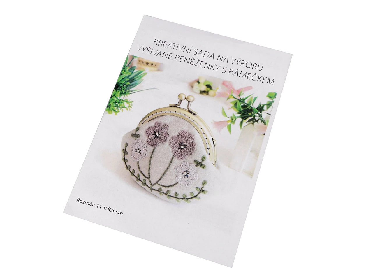 Maka izšūšanas komplekts ar metāla rāmīti | puķītes uz bēša