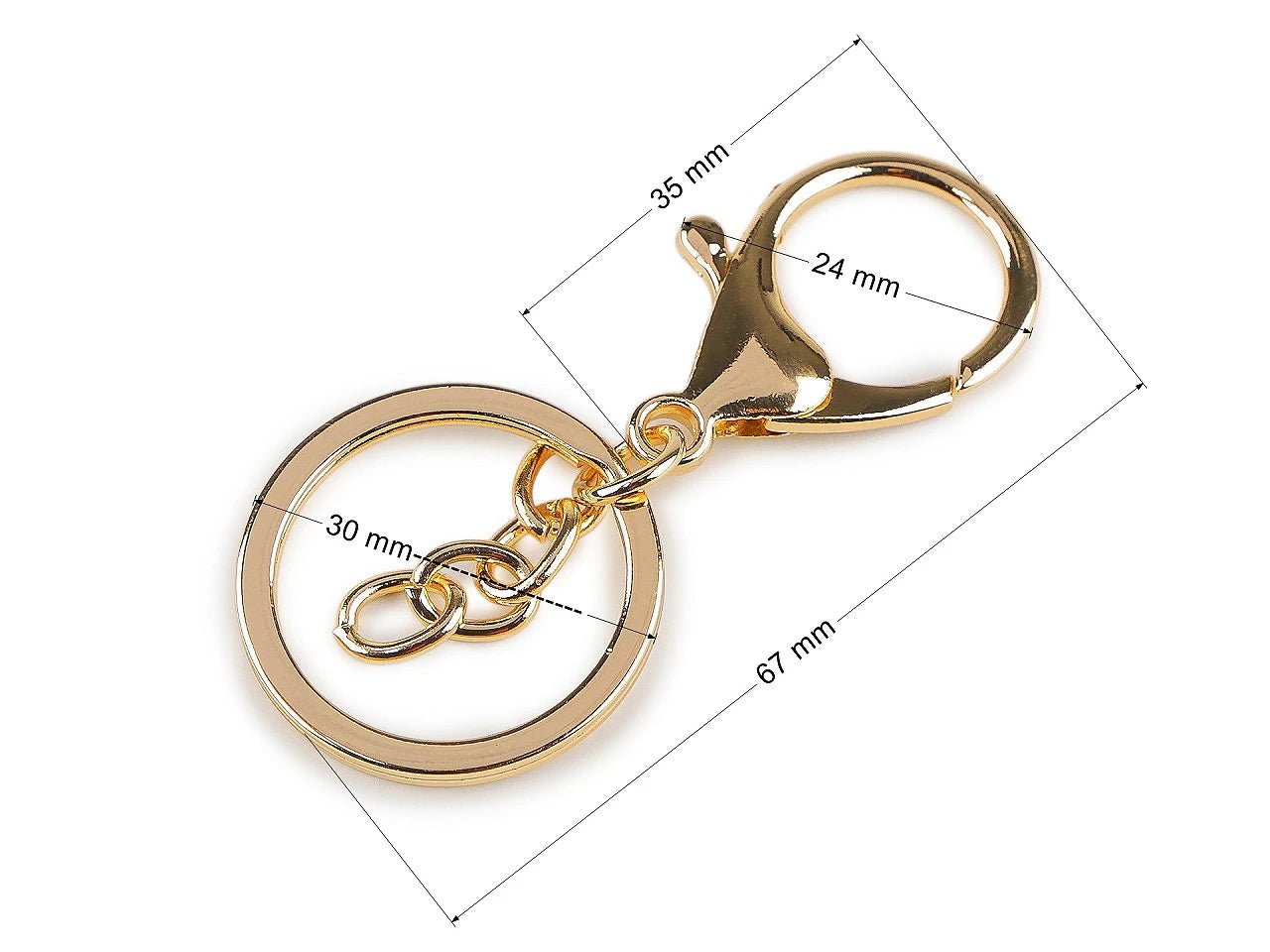 Metāla atslēgu piekariņš klipsis|24 x 35 mm| zelta vai sudraba