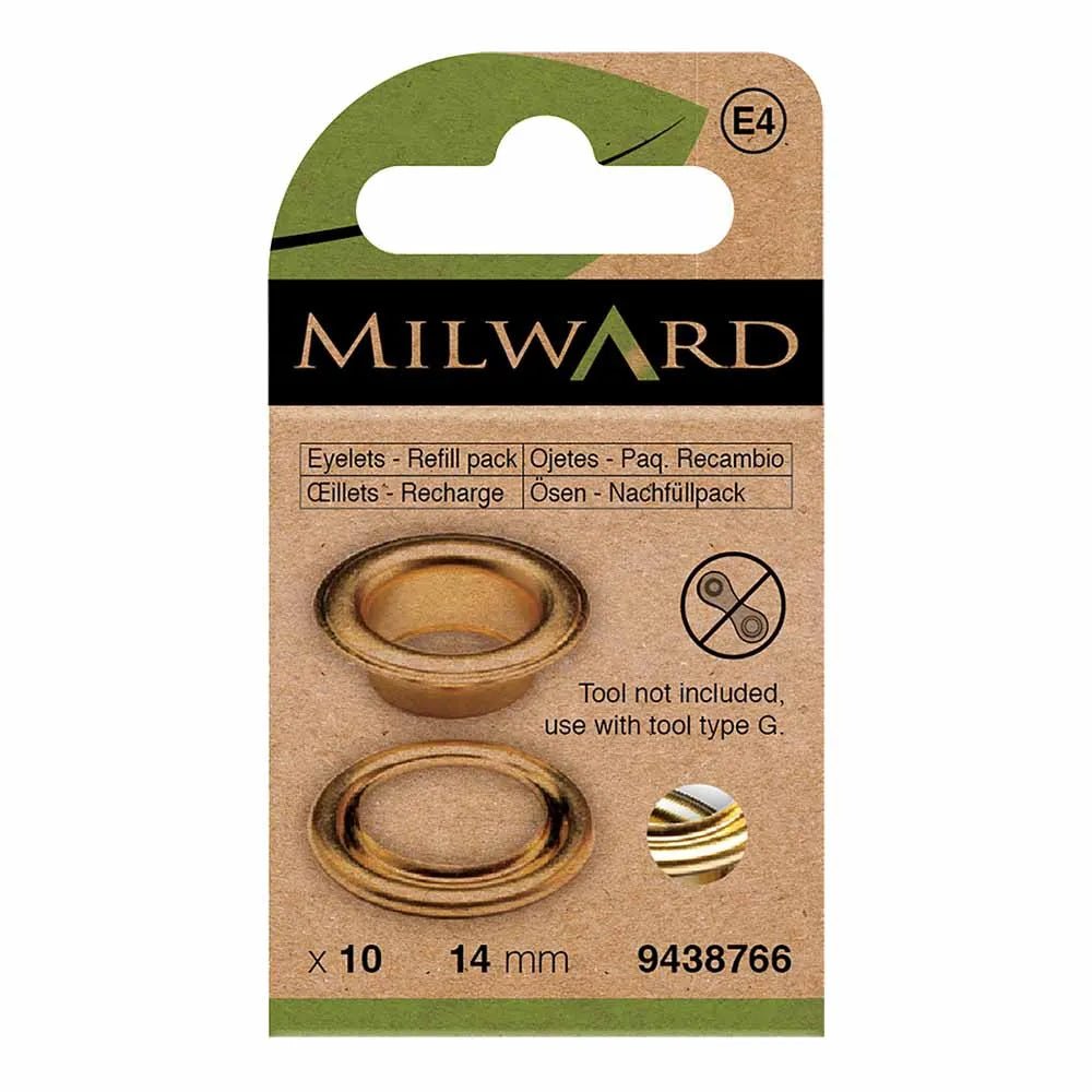 Metāla gredzeni, Luversi 14 mm (10 gab.) Milward - zelta