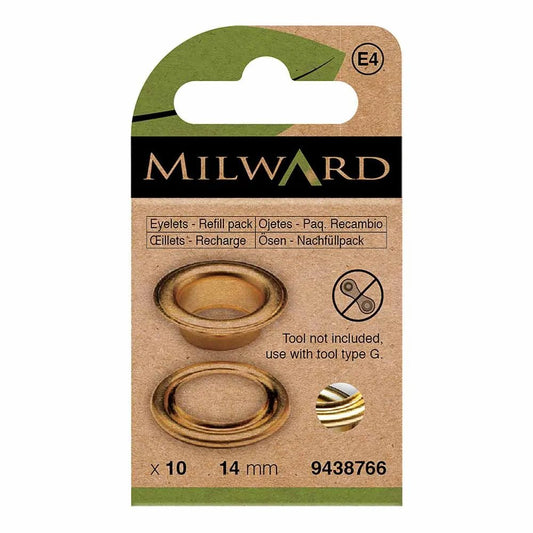 Metāla gredzeni, Luversi 14 mm (10 gab.) Milward - zelta