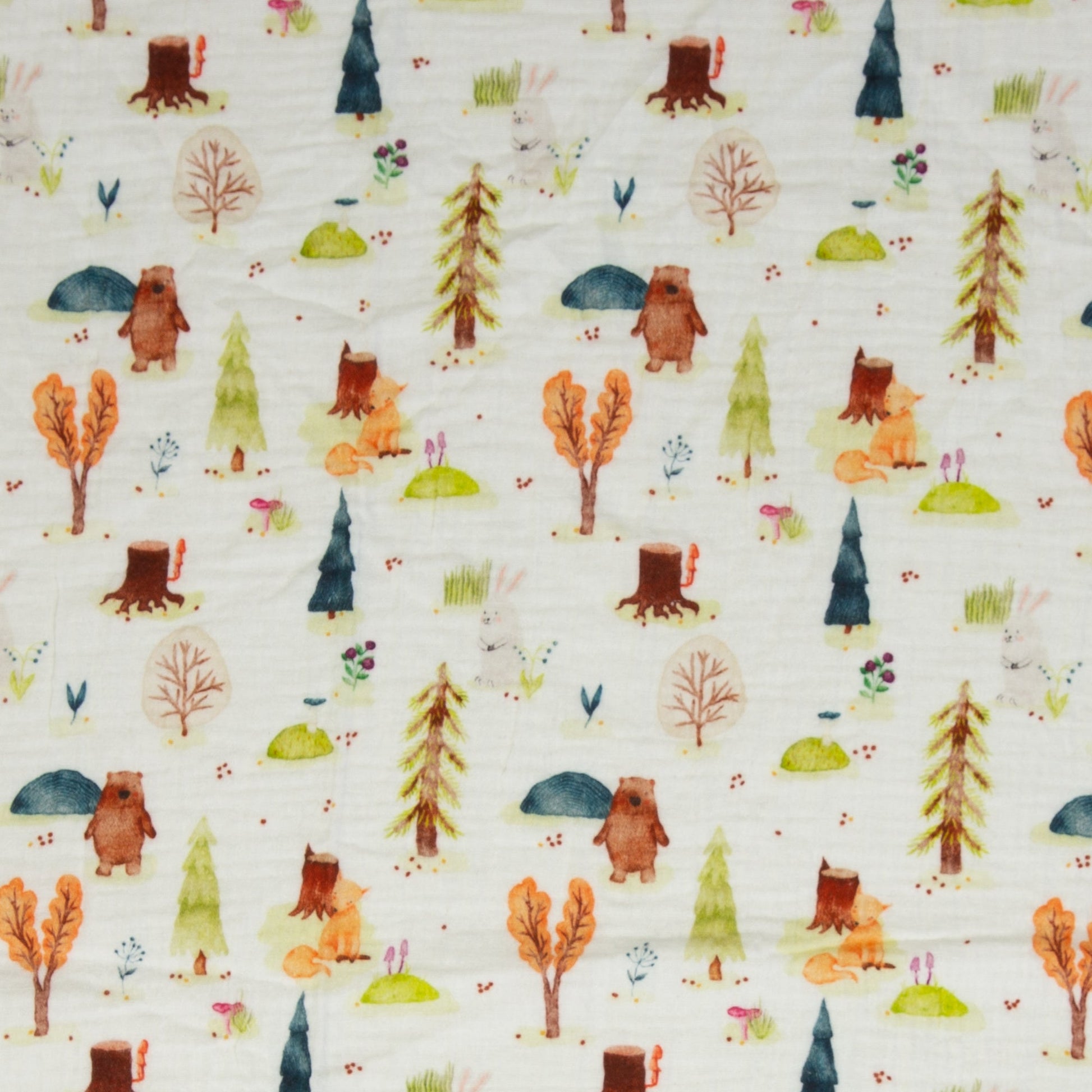 Muslīns - lācis ar lapsu mežā 130 g/m²