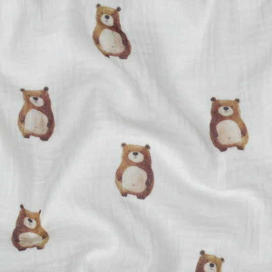 Attēls ar Muslīns - lācīši 120 g/m² (GOTS sertif.) – pieejams Šarlotes audumi