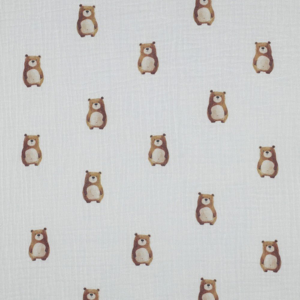 Attēls ar Muslīns - lācīši 120 g/m² (GOTS sertif.) – pieejams Šarlotes audumi