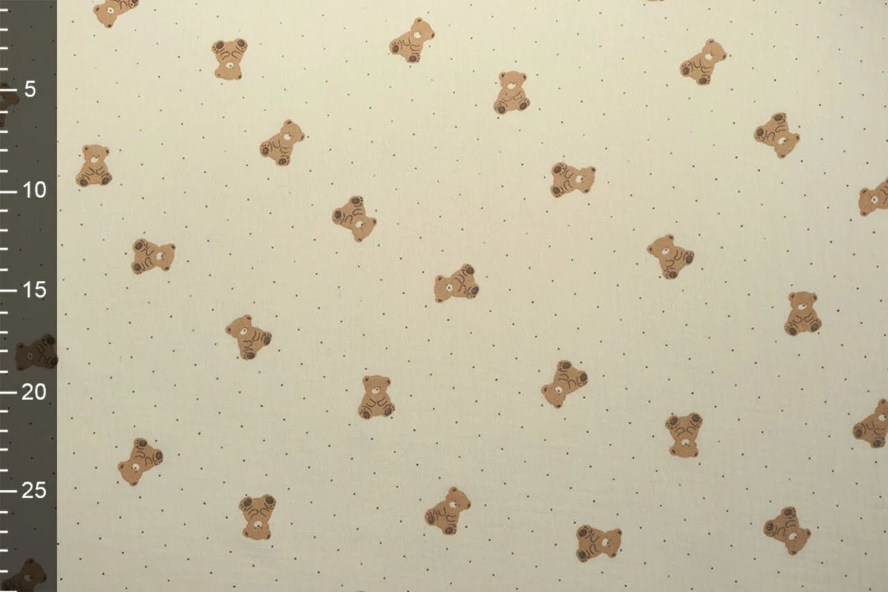 Muslīns - lācīši uz sviesta dzeltena fona 125 g/m²