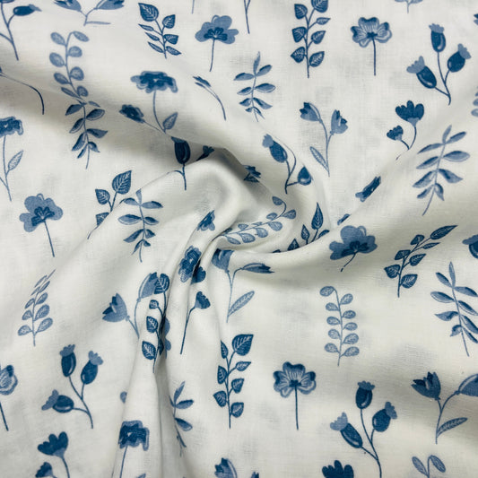 Muslīns - lapiņas zilos toņos 140 g/m²