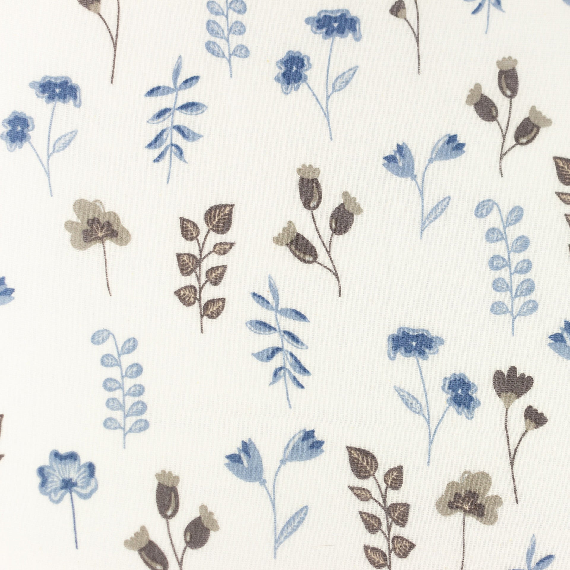 Muslīns - lapiņas zilos un pelēkos toņos 140 g/m²