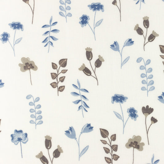 Muslīns - lapiņas zilos un pelēkos toņos 140 g/m²