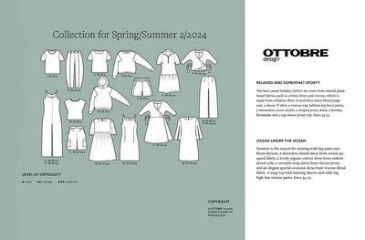 Attēls ar OTTOBRE design Woman 2/2024 – sieviešu apģērbu piegrieztņu žurnāls angļu valodā – pieejams internetā Šarlotes audumi