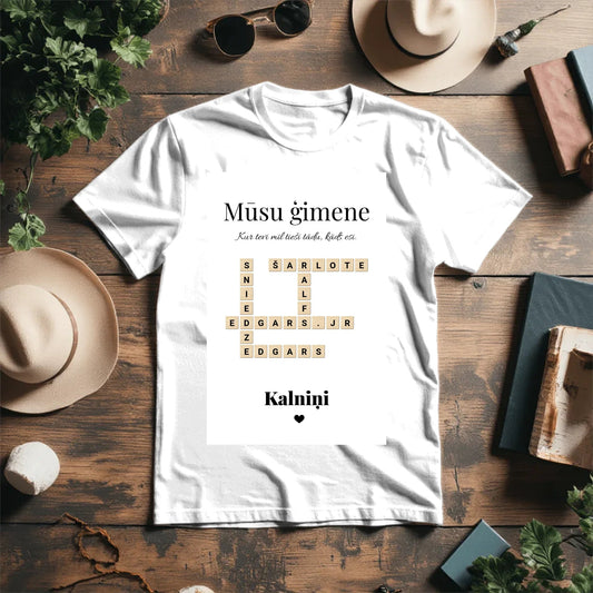 Attēls ar Personalizēts ģimenes T-krekls “Scrabble” stilā – pieejams internetā Šarlotes audumi