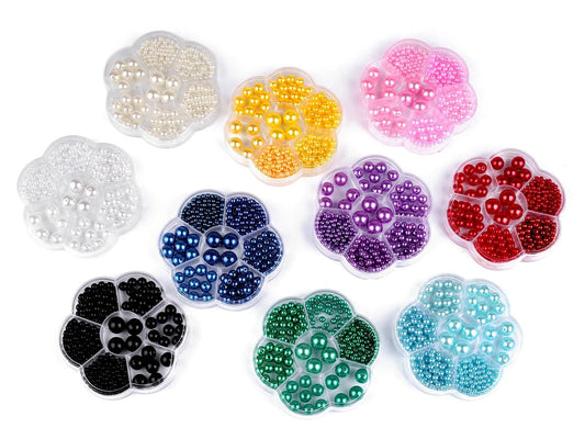 Plastmasas pērlīšu komplekts– puķes formas kastītē