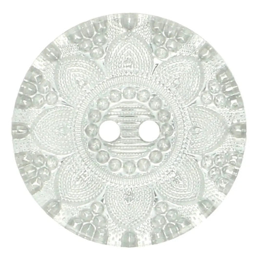 Plastmasas pogas 11 mm - caurspīdīgas ar sudraba rakstu