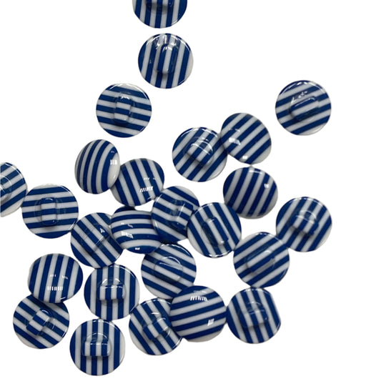 Pogas uz kājiņas 13 mm - zilas un baltas svītrotas