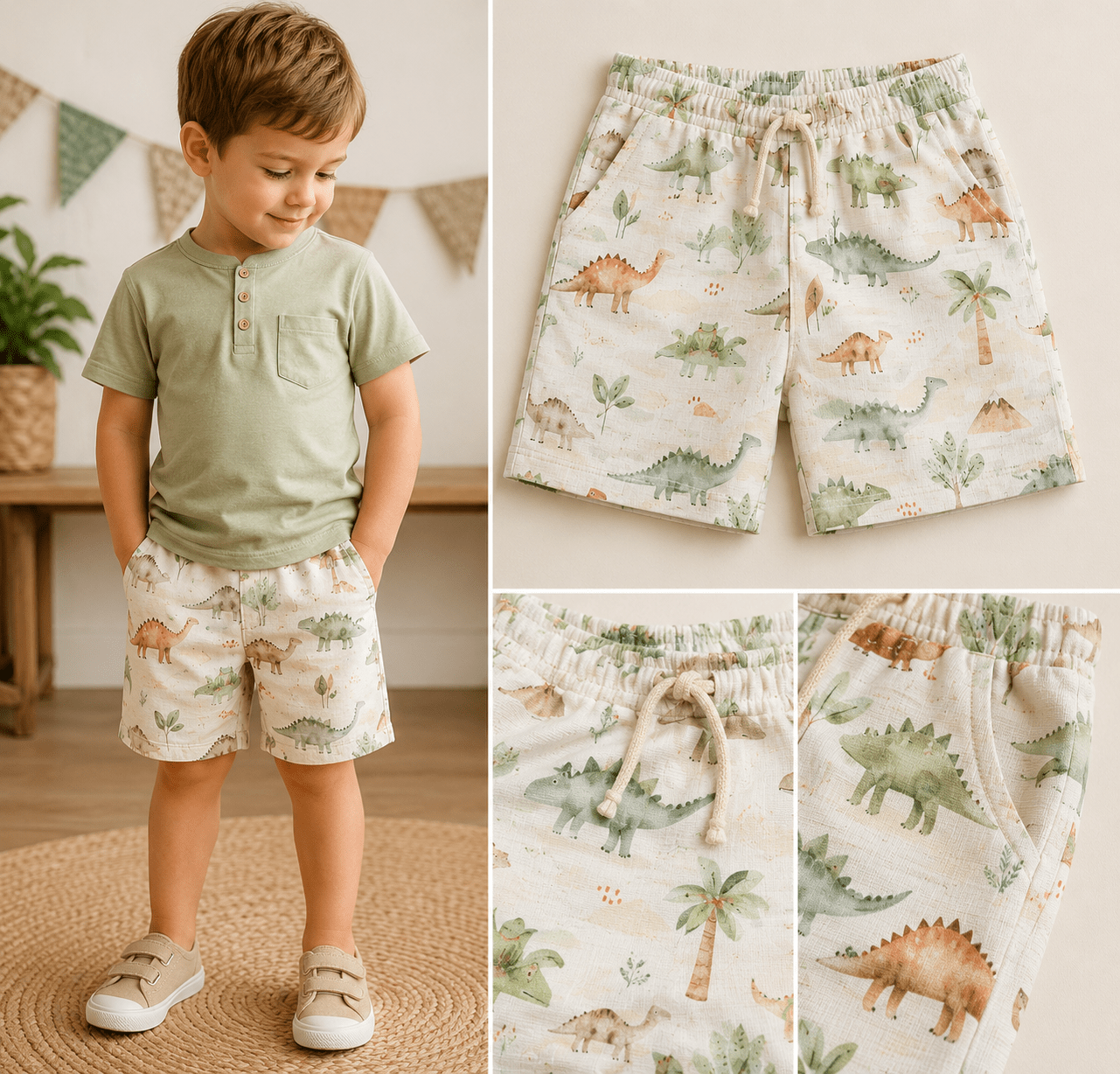 Premium 100% cotton fabric - dino 115 g/m² – available at Šarlotes audumi