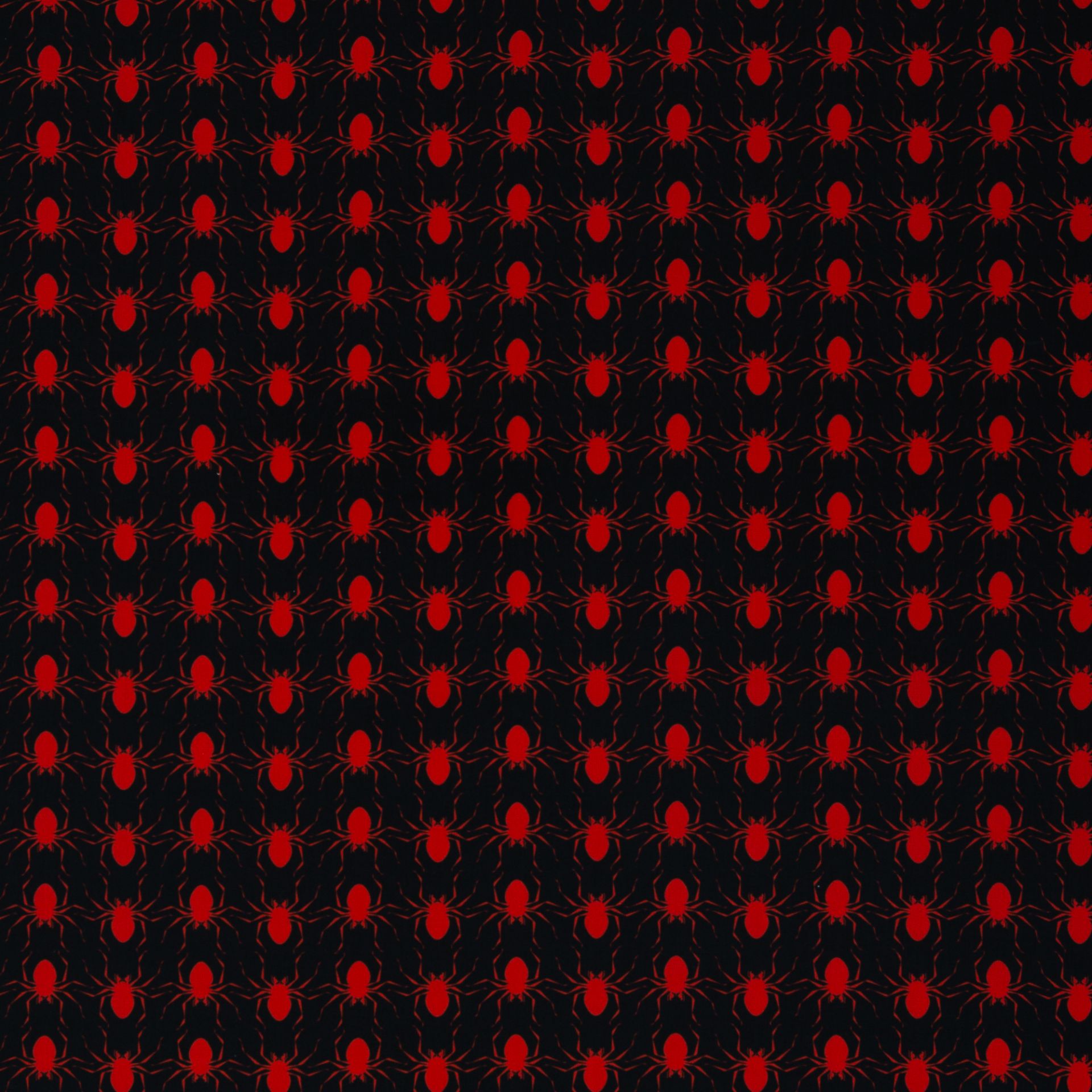 Premium 100% kokvilnas audums - sarkani zirnekļi 130 g/m²