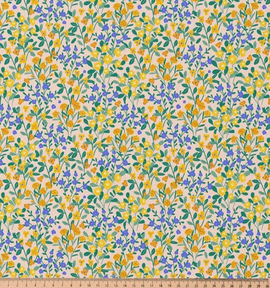 Attēls ar Premium 100% kokvilnas audums - smalka ziedu pļava 115 g/m² – pieejams Šarlotes audumi