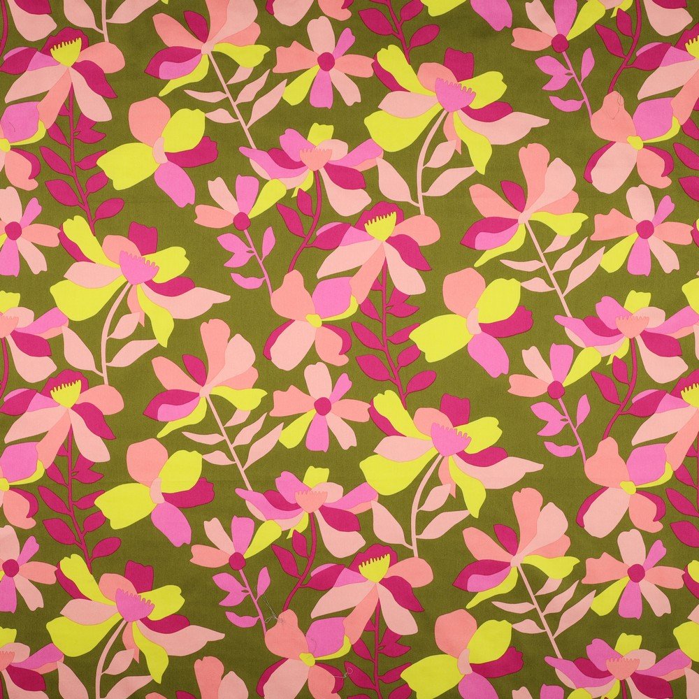 Premium 100% kokvilnas satīns - ziedu motīvs 115 g/m²