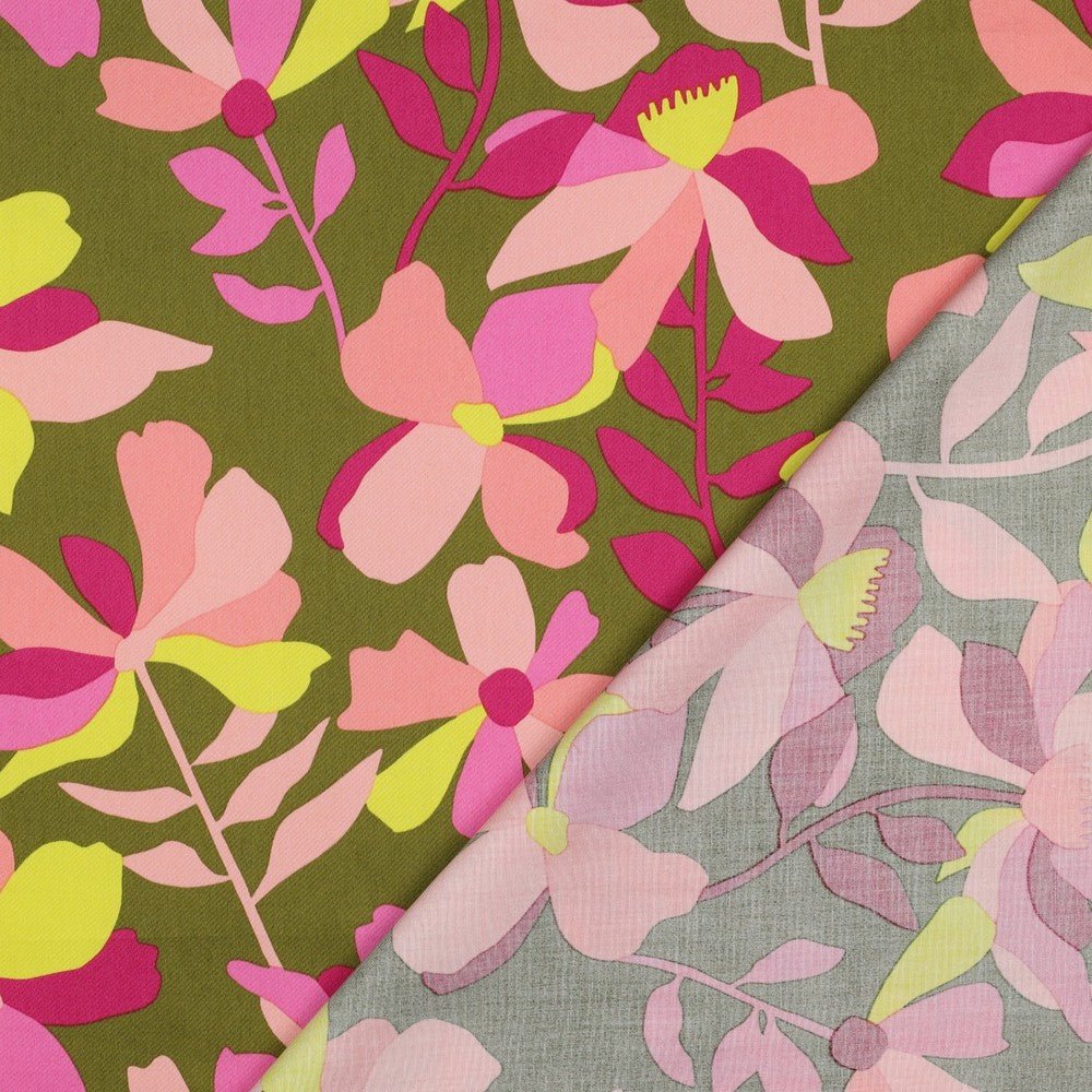 Premium 100% kokvilnas satīns - ziedu motīvs 115 g/m²