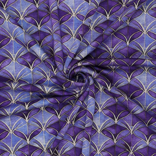 Punta di Roma trikotāžas audums - violets abstraksts raksts 240 g/m²