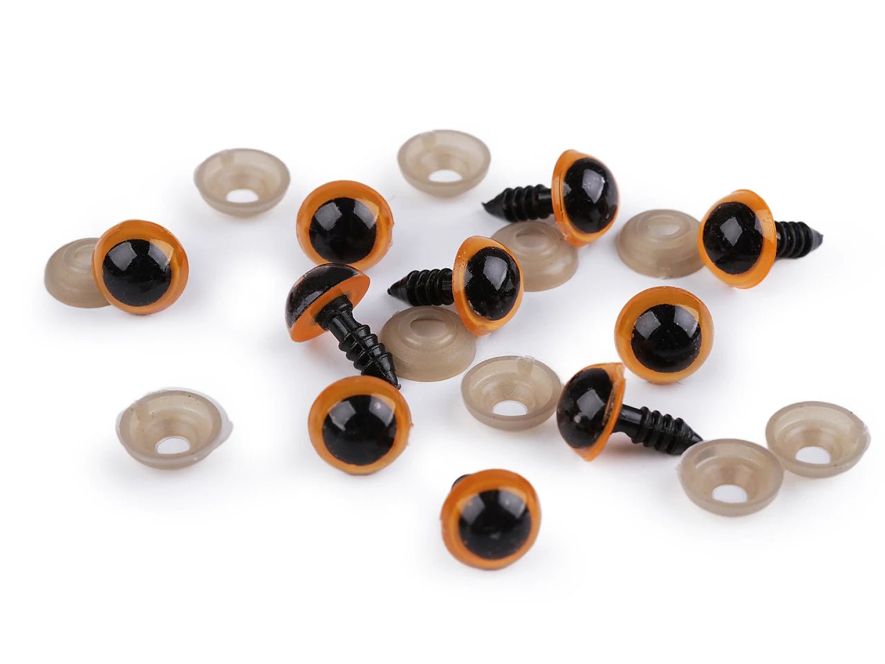 Attēls ar Rotaļlietu acis Ø12 mm - oranžas (iepakojumā 5 pāri) – pieejams Šarlotes audumi