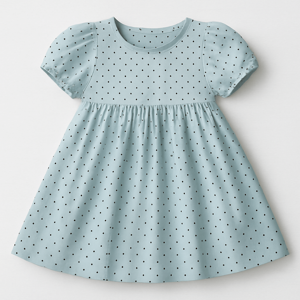 Satīns ar elastānu - punktiņi uz mint fona 90 g/m²