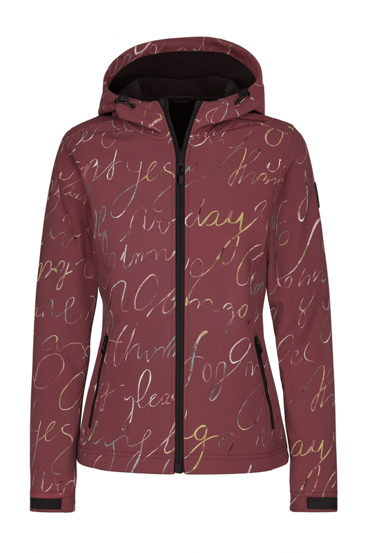 Softshell audums ar elastānu - bordo rakstains 250 g/m²