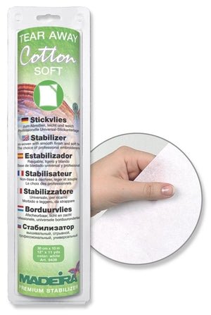 Stabilizators izšūšanai noplēšams Madeira Cotton Soft White - 30 cm × 10 m